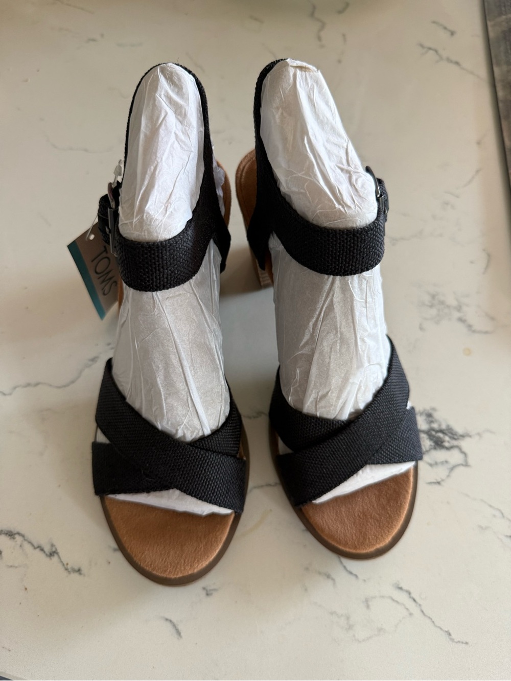 TOMS Women's Black Crisscross Slingback Sandals NWT